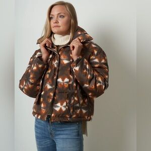 Ulla Johnson Arlo Quilted Puffer Jacket Olive Prism Tie Dye size Medium NWT